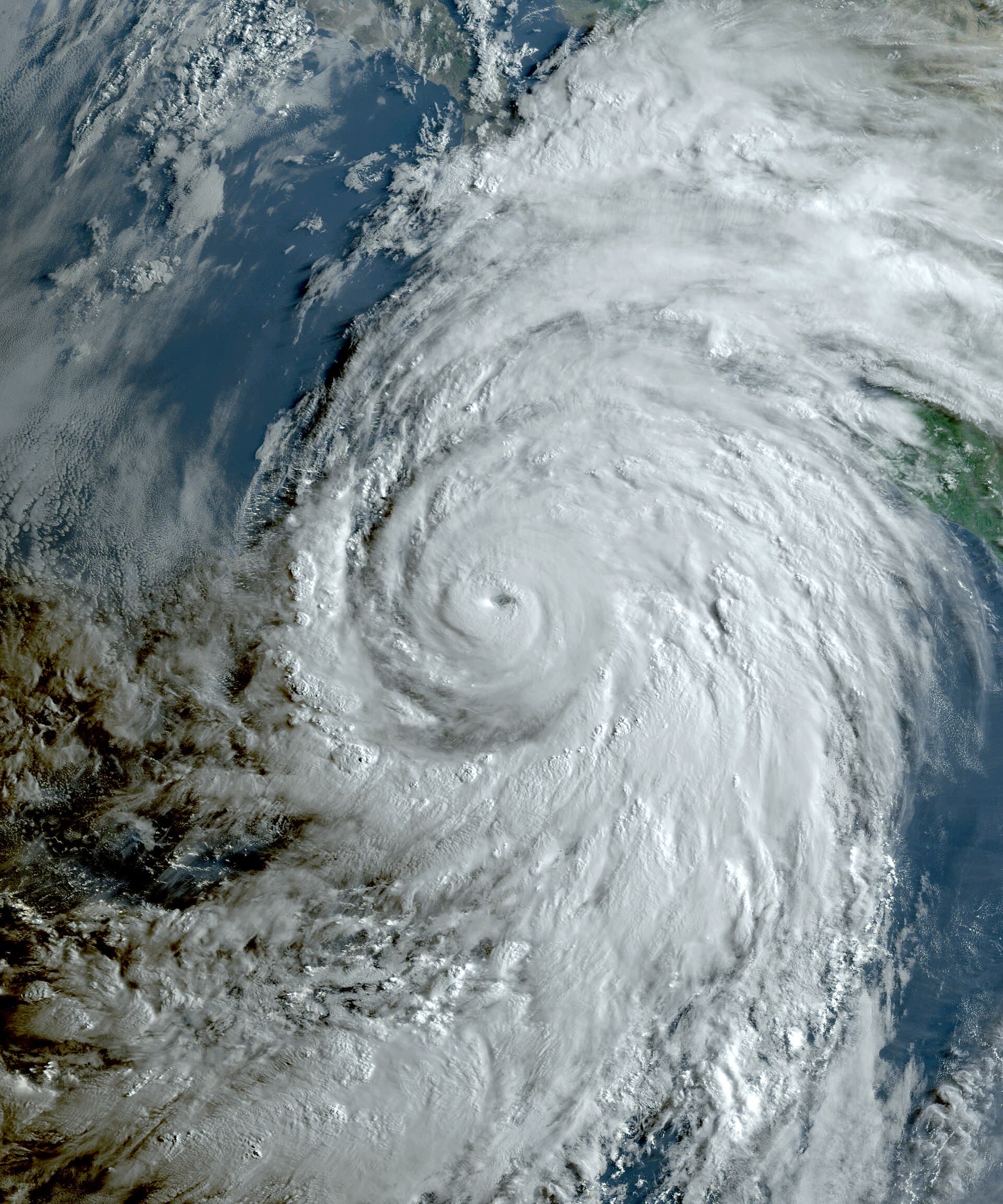 Satellite image of Hurricane Hilary at Category 4 strength over the Eastern Pacific in August 2023.