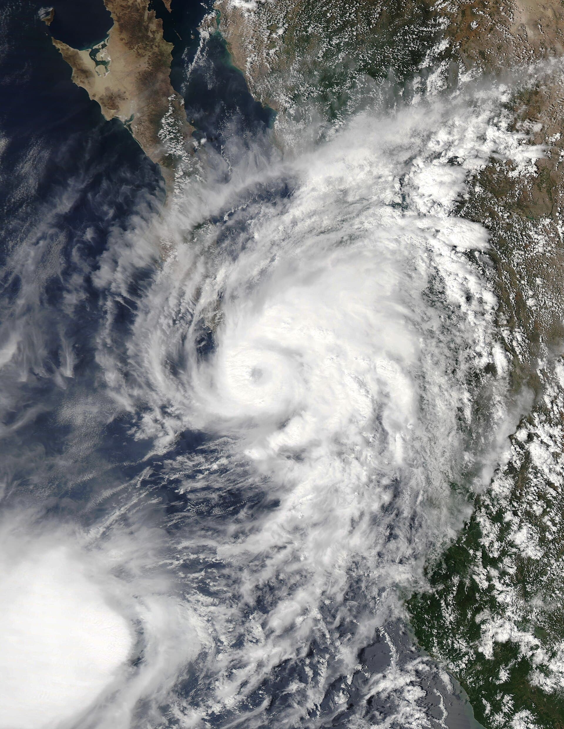 Satellite image of Hurricane Lorena near Baja California Sur in September 2019.