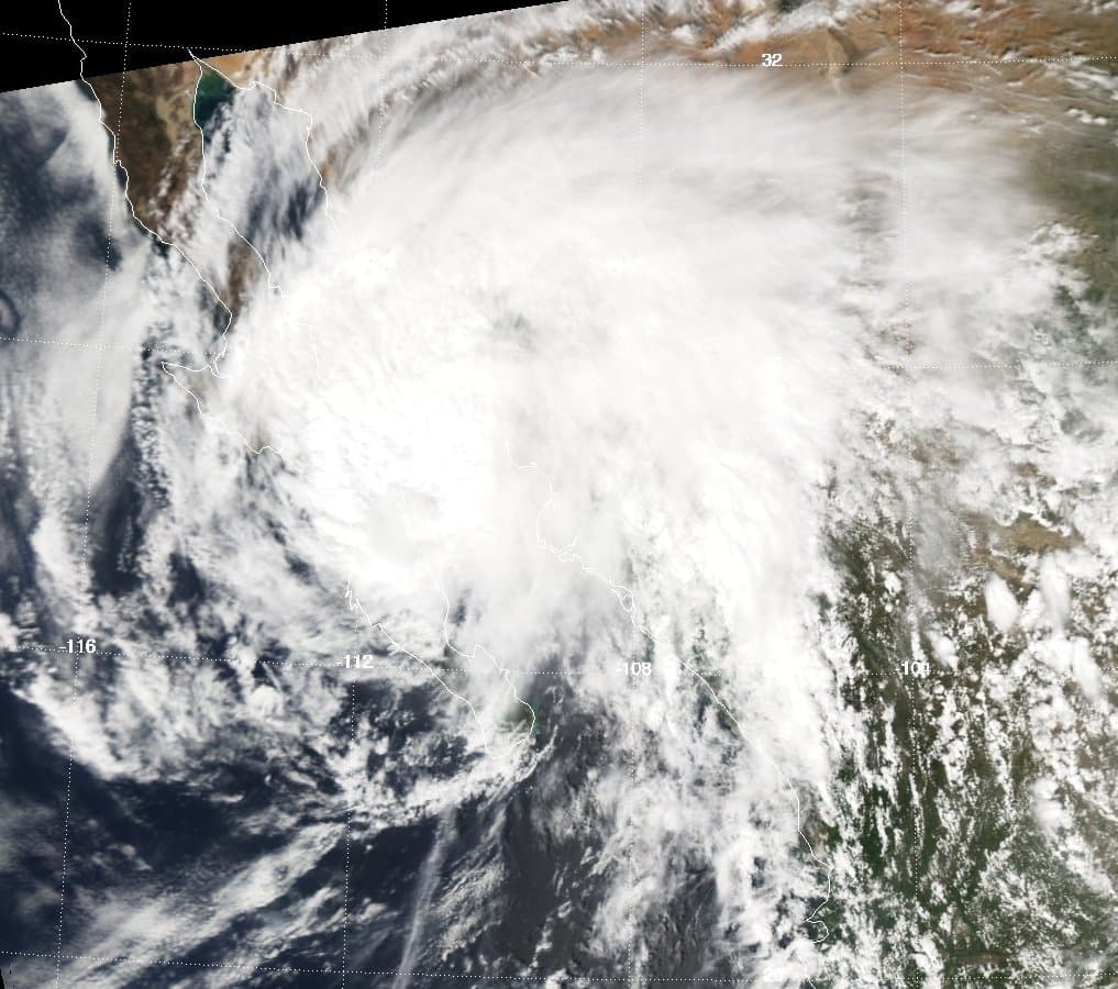 Satellite image of Hurricane Marty in the Gulf of California in September 2003.