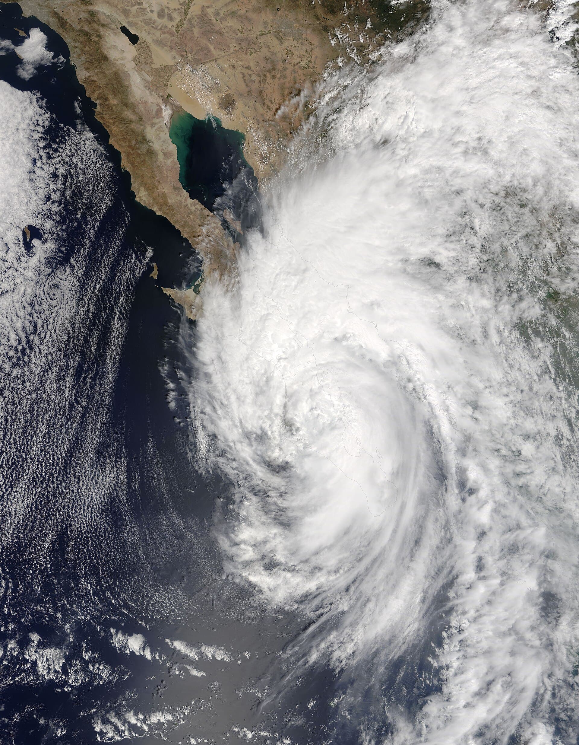 Satellite image of Hurricane Newton over southern Baja California Sur in September 2016.