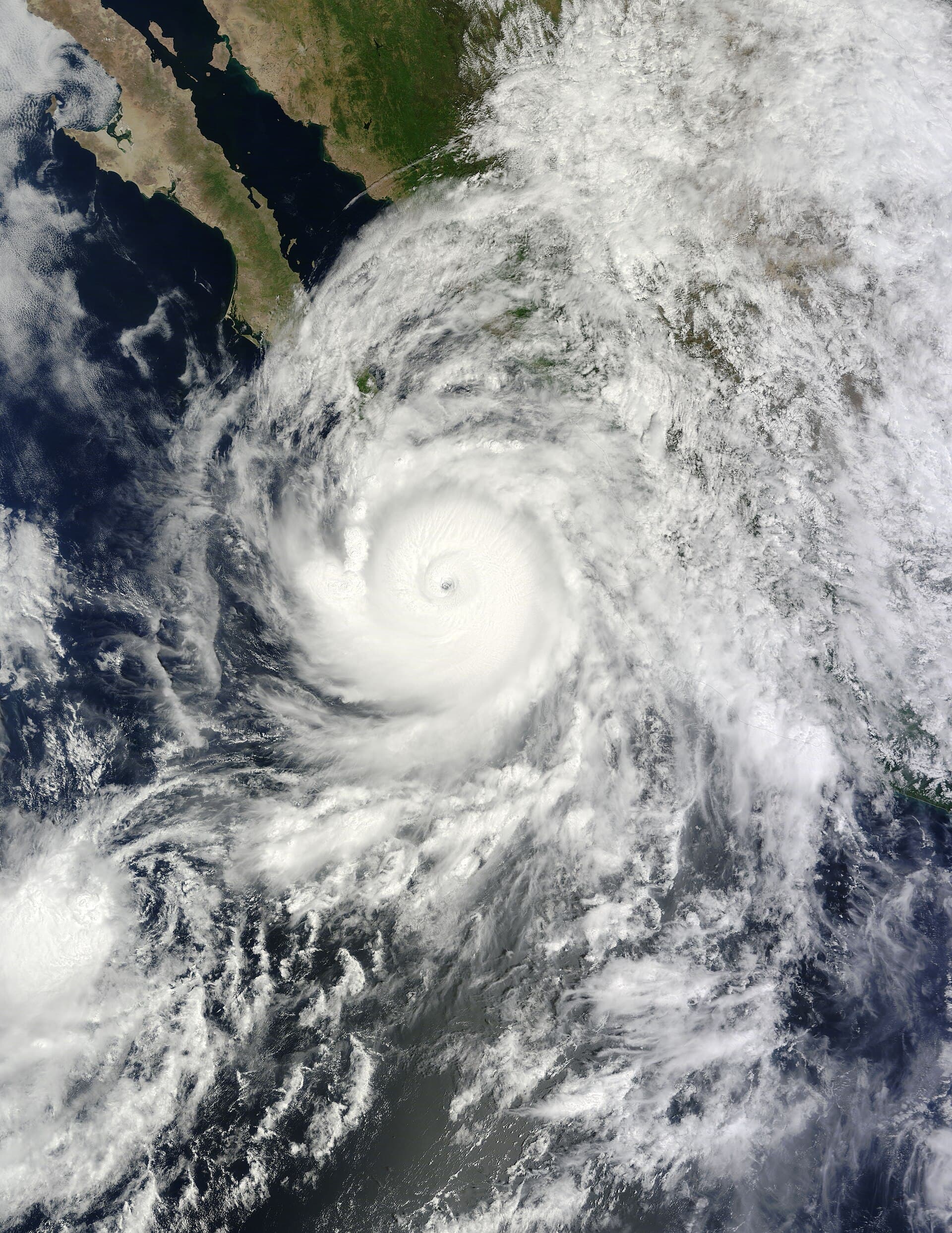 Satellite image of Hurricane Odile approaching Baja California Sur in September 2014.