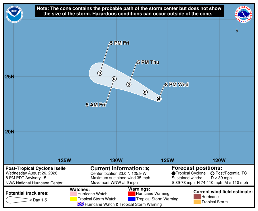 Official National Hurricane Center final forecast cone and track for Iselle.