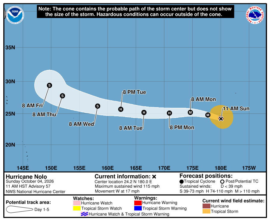 Last preserved official NOAA forecast cone and track for Nolo.
