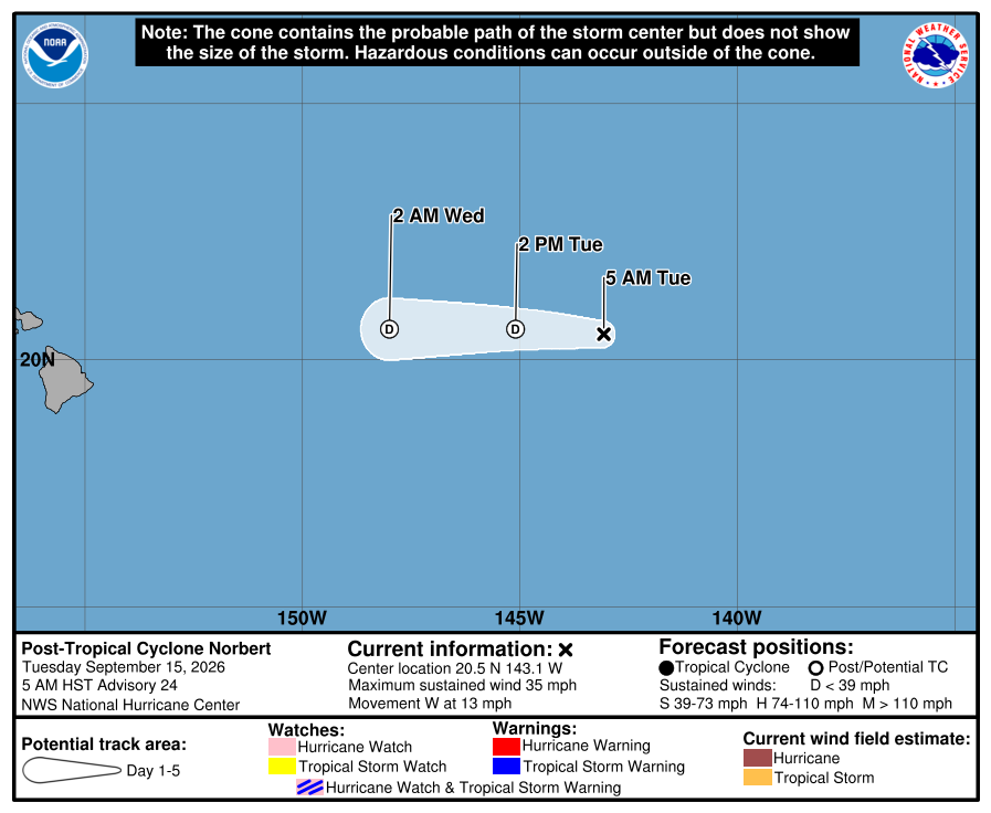 Official National Hurricane Center final forecast cone and track for Norbert.